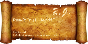 Reményi Jenő névjegykártya
